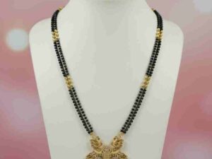 Traditional Black Beaded Antique Gold Mangalsutra Necklace