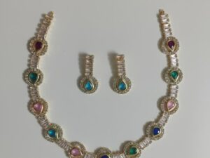 Premium Multicolor American Necklace Set with Matching Earrings for Women & Girls